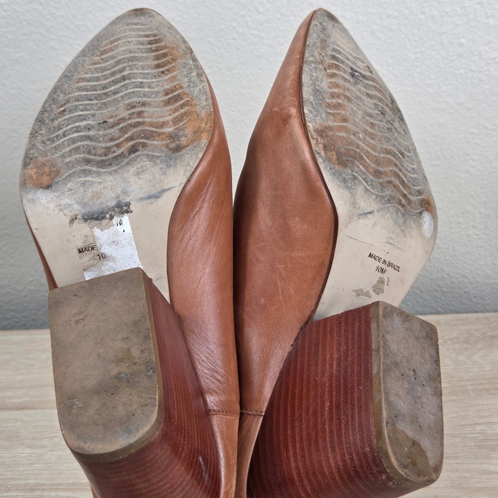 ABLE Brown Leather Pointed Toe Heeled Mules Women's 10 Made in Brazil - Picture 12 of 15